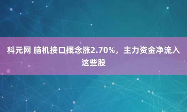 科元网 脑机接口概念涨2.70%，主力资金净流入这些股