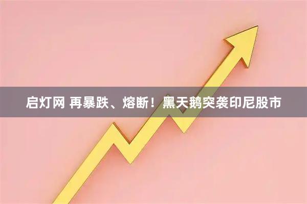 启灯网 再暴跌、熔断！黑天鹅突袭印尼股市